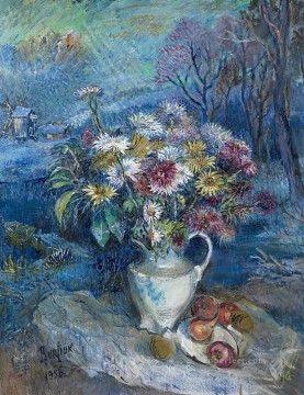  blanco - flores en jarrón blanco 1956 ruso